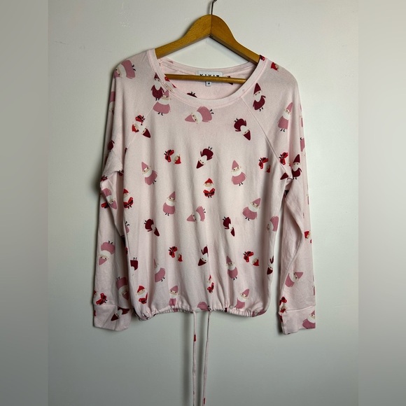 Kikit Pajama set Elf Santa Print M Soft Pants Top Long Sleeve Pink Stretch Pull - Picture 2 of 16
